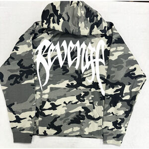 Revenge X XXX Tentacion Kill Outline Logo Snow Camo Hoodie Size Medium